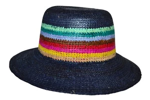 Paul Smith Mainline Swirl Straw Blue Crocheted Hat “L" Womens Brand New - Picture 1 of 6