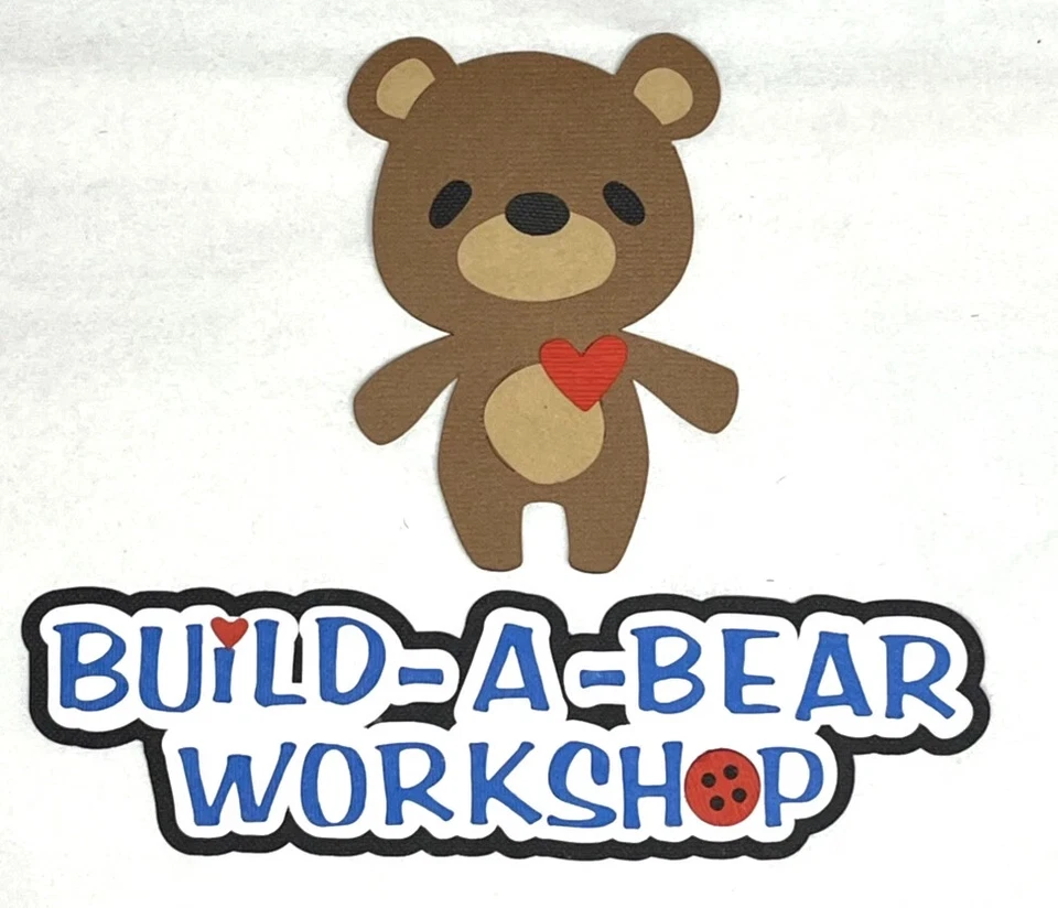 HANDMADE Build A Bear Workshop Title with Bear Die Cut Embellishment Scrapbook