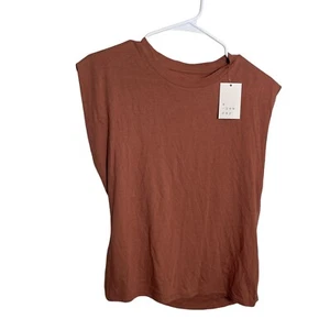 A New Day Shirt Women's Medium Solid Cap Sleeve Crew Neck Boxy NWT - Picture 1 of 9