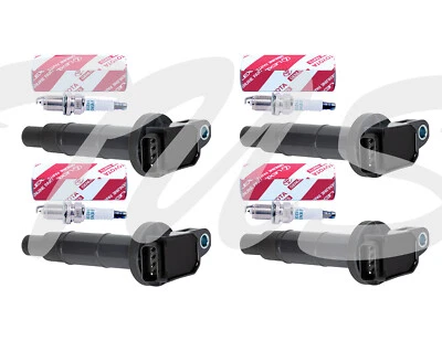 4 Ignition Coil + 4 Genuine Toyota Spark Plug fit 2005 Toyota RAV4 2.4L L4 UF333 - Image 1 of 4