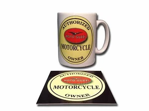 Moto Guzzi Amo Taza de Cerámica Plus Libre enamelled Acabado Posavasos, Retro - Imagen 1 de 1