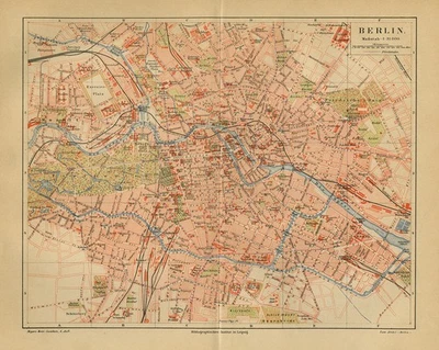 Plano antigo da cidade de Berlim na Alemanha-Berlim-Meyers-1895 - Imagem 1 de 4