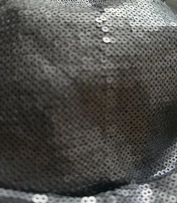 black colour sequin fabric remnant on stretch mesh Anna Schultz 96 x 98 cms  - Image 1 of 3