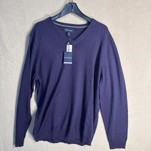 NWT Jos A Bank Men's Tailored Fit V-Neck Sweater Size 3XLT Purple Merino Wool - Picture 1 of 8