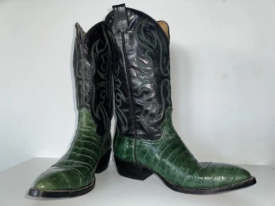 Vtg Sz 8.5 Women's 10 Green Alligator Crocodile Cowboy Cowgirl Boots Mens Exotic - Image 1 of 4