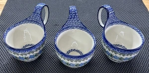 (3) Boleslawiec 6" Polish Pottery Bowl Mug Handle Ceramika Artystyczna UNIKAT - Picture 1 of 9