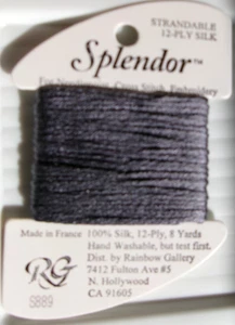 Rainbow Gallery Needlepoint Thread ~ Splendor ~S889 Dark Gray ~ 100% Silk - Picture 1 of 3