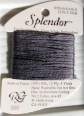 Rainbow Gallery Needlepoint Thread ~ Splendor ~S889  Dark Gray ~ 100% Silk - Image 1 of 3