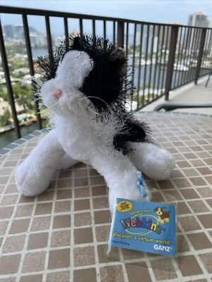 Webkinz Black and White Cat Used Ganz with tag in plastic HM016 - Image 1 of 4