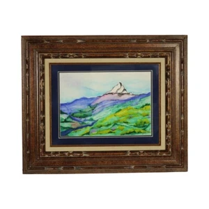 Original Watercolor Painting Mt Hood Landscape Matted & Frame Signed 12x16 in - Picture 1 of 6