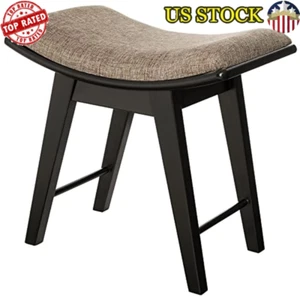 Comfortable Rubberwood Vanity Stool Padded Makeup Bench Easy Assembly New - Picture 1 of 7