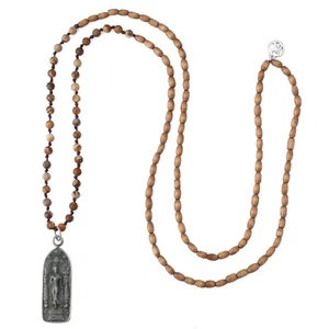 KELITCH Buddha Pendant Necklaces Natural Stone Beaded Handmade Long Necklaces - Picture 1 of 7