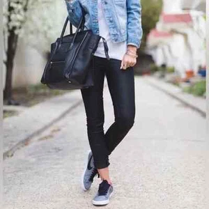 PAIGE Faux Leather Pants Verdugo Ankle Jean in Black Silk Luxe Coated Denim - Picture 1 of 9