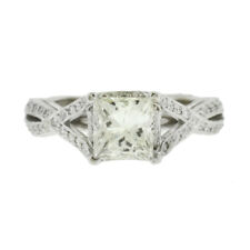 Tacori 18k Oro Bianco Diamante Taglio Princess Anello di Fidanzamento Aprox 1.00