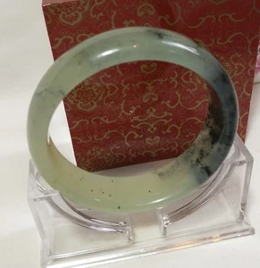 Certificated Genuine natural black ink Jade Gemstone bangle Dia 60mm Width 17mm - Picture 1 of 10