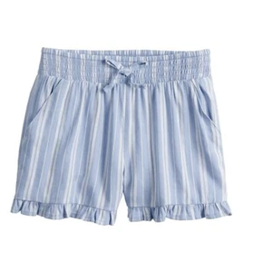 So Girls Smocked Waistband Ruffled Shorts Blue New with Tags Small 7 Mid Rise - Picture 1 of 5