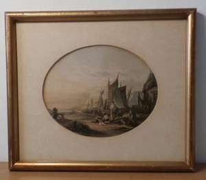 The Fisherman’s Hut – LB No 90 - Le Blond by George Baxter’s patent - 1850's - Picture 1 of 3
