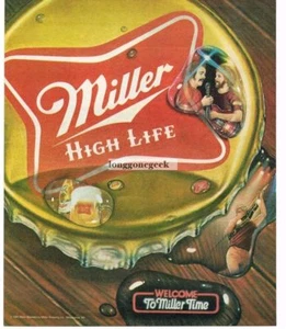 1983 Miller HIGH LIFE Giant Beer Bottle Cap Welcome To Miller Time Vintage Ad  - Picture 1 of 1