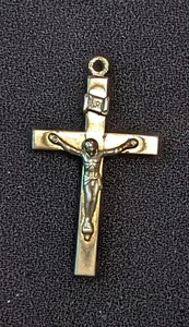 1.25" Pectoral Crucifix Pendant Charm Jesus Religious Cross Silver Tone VTG RARE - Picture 1 of 7