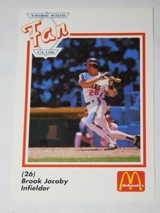 1991 MCDONALD'S WUAB CLEVELAND INDIANS TRIBE KIDS FAN CLUB BROOK JACOBY CARD