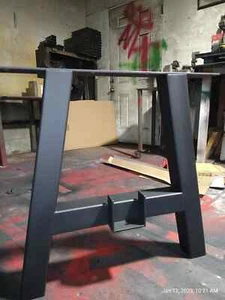 metal dining legs, a shaped metal base, handmade in USA, custom sizes metal legs - Picture 1 of 9
