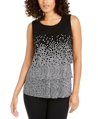 Alfani Petite Tiered Dot-Print Top PET SM - Image 1 of 2