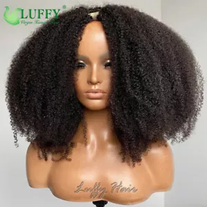 Afro Kinky Curly 4b 4c V Part Wigs Human Hair Wigs No Leave Out For Black Women - Picture 1 of 12