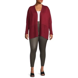 Terra & Sky Women's Plus Size Core Long Sleeve Open Front Cardigan, 1X (16W-18W) - Picture 1 of 5