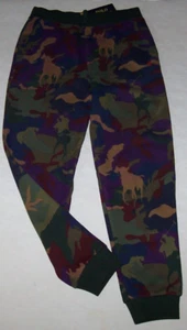 NWT Polo Ralph Lauren GREEN/PURPLE/BLUE CAMO Fleece Pants Boys L 14/16 RED PONY - Picture 1 of 4