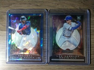 2020 Panini Chronicles Titan Ronald Acuna Jr Blue Ice /99 & Gavin Lux RC #3