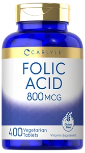 Folic Acid 800 mcg | 400 Tablets | Vegetarian, Non-GMO, Gluten Free | by Carlyle - Picture 1 of 7