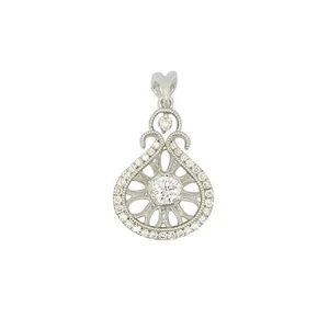 18K White Gold 0.40Ct Diamond Beautiful Tear With Center Stone Design Pendant - Bild 1 von 1