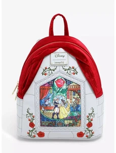 Neu mit Etikett Loungefly Disney Die Schöne und das Biest Buntglas Portrait Mini Rucksack - - Bild 1 von 8
