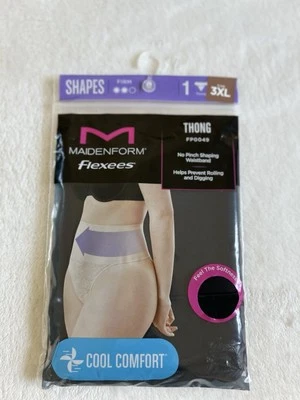 Tanga de encaje negra Maidenform Flexees para mujer suave fresca cómoda ropa moldeadora talla 3XL Foto 1 de 4