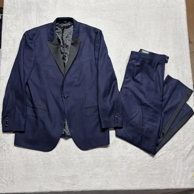 Pantalón de lana Bonobos Vitale Barberis Canonico 2 piezas esmoquin azul y negro 44R 38x30 Foto 1 de 4