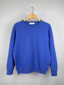 Johnstons Wool Sweater Blue Jumper Scotland Crew Neck Men's L Size - Picture 1 of 5