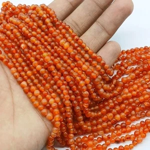 7mm Round Carnelian Stone Beads Orange - Picture 1 of 8