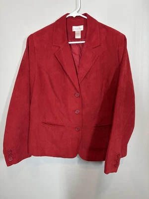 Studio Works Red Blazer Women's Size 14 Business Casual Jacket Shoulder Pads - Image 1 of 4