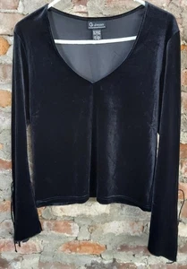 G-dresses Top Terciopelo Negro Mujer Talla L Camisa Mangas Anchas De Colección R - Imagen 1 de 4
