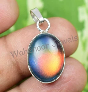 Raro 12.75CT Multicolor Aurora Ópalo Ovalado 925 Plata de Ley Colgante - Imagen 1 de 7