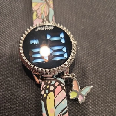Justice Girls Reloj Multicolor Azul Amarillo Rosa Mariposa Reloj Digital Foto 1 de 4