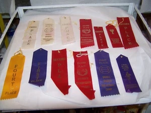 Vintage Lot Of  13 Ribbons First Second Third 4th Place 1969-1980s - Picture 1 of 6