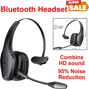 Trucker Bluetooth 5.1 Wireless Headset With Noise Cancelling Mic For Phones PC - Picture 1 of 10