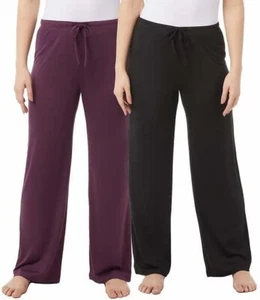 Paquete de 2 pantalones de dormir suaves negros y morados 32 Degrees Cool para dama medianos - Imagen 1 de 4