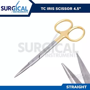 Nuevas tijeras de iris TC 4,5" rectas quirúrgicas dentales acero inoxidable grado alemán - Imagen 1 de 6