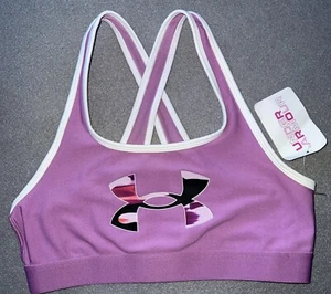 Under Armour Sports Bra Girls Youth Sz Large YLG Crossback Fitted Purple NWT - Picture 1 of 6