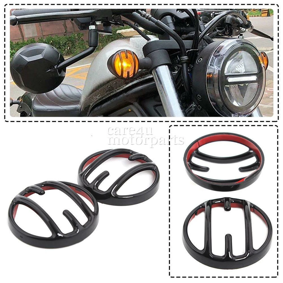 2 piezas cubiertas de luz de señalización delantera negras para motocicleta Honda Rebel 500 1100 2020-21 Foto 1 de 4