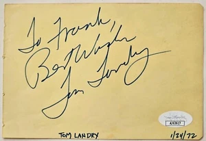 Tom Landry coach REAL hand SIGNED vintage album page JSA COA Dallas Cowboys - Picture 1 of 3