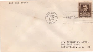 US FDC #868 – 1940 Famous Americans: 10c James Whitcomb Riley ST2833 - Picture 1 of 2