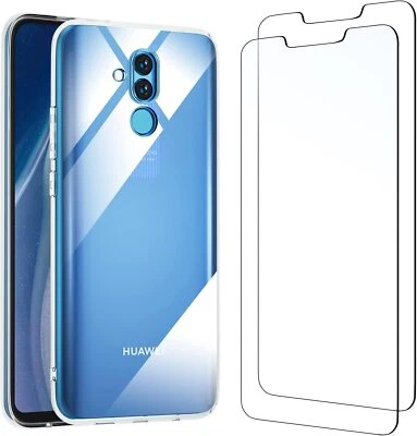 COVER CUSTODIA + PELLICOLA VETRO PER HUAWEI MATE 10/20 LITE SILICONE TRASPARENTE - Immagine 1 di 4